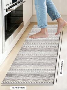 1pc Gray-Toned Bohemian Style Pattern Kitchen Mat, 3.5 Mm Soft Rubber That Absorbs Water And Is Easy To Clean. Suitable For Corridors, Bathrooms, Living Rooms, Outdoor Door Mats, And Toilets. Useable Throughout The Year And For Various Holidays. - Multicolor - View 16