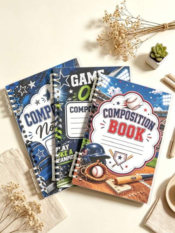 Back To School Stationery Gift, Sports-Themed Spiral Notebook For Students, Cool Football, Soccer, Basketball Print Loose-Leaf Notebook, 60 Pages Lined Design, Detachable Spiral Design Prevents Page Loss, Smooth Writing, Thick Inner Paper, Personalized Sports Element Cover, Stationery Must-Have For Boys And Students