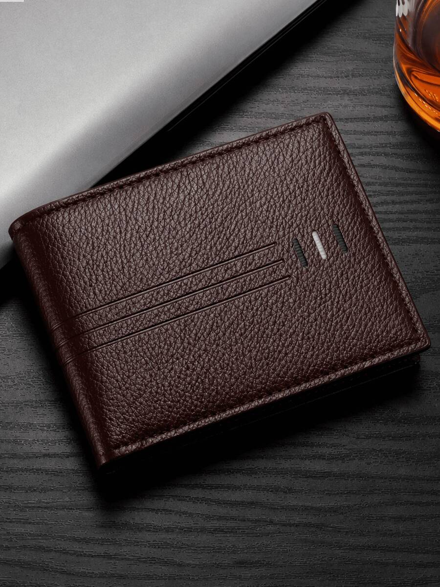 Billetera para Caballero - Diseño Minimalista con Franjas de Color - Estilo Clasico con Detalle de Textura - Apertura para Billetes, Monedas, Tarjetas e Identificaciones. - Azul - Ver 1