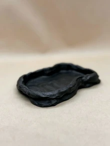 Natural Reptile Bath & Feeding Bowl, Water Dish For Gecko, Lizard, Snake & Turtle, Terrarium Accessories, Reptile Tank Decor - Black - View 8