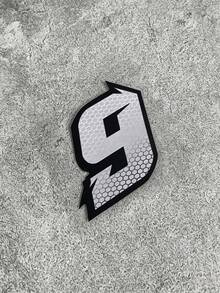 Honeycomb Racing Number 0-9 Waterproof Vinyl Sticker Set – Gray/Black Motorcycle Decorative Stickers - A - View 18