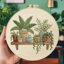 1PC 20*20cm/7.9*7.9in,Various Types Of Plants Embroidery Kit, DIY Handmade Embroidery Set For Adult Beginners, Home Gift, Women's Sewing Gift, Including User Manual, Printed Pattern Fabric, Embroidery Frame, Needle And Thread. - Various Types Of Plants - View 15