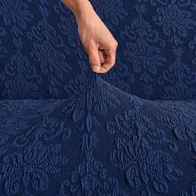 1pc Vintage Woven Jacquard Pattern Skirted Full Cover Elastic Sofa Cover, Dust-Proof & Stain-Resistant, Stretchable One-Piece Full Coverage Sofa Protector, Living Room Home Decor, Machine Washable - Royal Blue - View 7