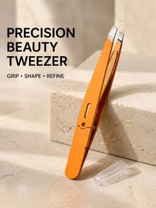 Precision Slanted Eyebrow Tweezers, Spring-Loaded Folding Hair Removal Tool With Silicone Protective Cap, Stainless Steel Eyebrow Trimmer, Facial Hair Plucker, False Eyelash Applicator, Double Eyelid Tape Clip, Travel Beauty Tool - Multicolor - View 8