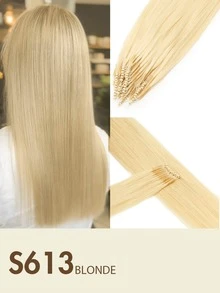 8D微型接发，真人发微珠接发，直发，渐变灰金色，漂白金发，50束，纳米环，隐形迷你硅胶珠微型接发 - 彩色 - 查看 38