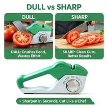1pc 5-Stage Adjustable Multi-Function Crocodile Roller Knife Sharpener, Can Repair, Sharpen, Maintain, Polish, Suitable For Various Tools, Rotary Knob Can Switch Between Straight Blade, Serrated Blade And Scissors Sharpening Functions, Kitchen Utensils And Small Tools, Sharpening Tool - Green - View 5