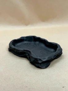Natural Reptile Bath & Feeding Bowl, Water Dish For Gecko, Lizard, Snake & Turtle, Terrarium Accessories, Reptile Tank Decor - Black - View 3