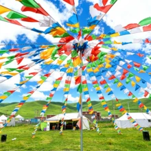 7m 20pcs Plain Colorful Satin Decorative Hanging Bunting Flags, Fabric String Banner For Outdoor Lawn, Patio, Camping, Picnic, Homestay Decor, Holiday Scene Decoration - View 5