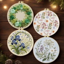 1PC 20*20cm/7.9*7.9in,Beautiful Flowers Embroidery Kit, DIY Handmade Embroidery Set For Adult Beginners, Home Gift, Women's Sewing Gift, Including User Manual, Printed Pattern Fabric, Embroidery Frame, Needle And Thread. - Beautiful Flowers - View 3