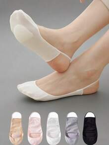 1/5/10 Pairs Women's Boat Shape Invisible Low Cut Summer Thin Anti-Slip Half Palm Short Socks Non-Slip High Heel Short Socks - Multicolor - View 1