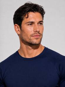 Camiseta Dry Fit Masculina Raglan Casual Lisa Premium Proteção UV Solar para Academia, Treino e Casual - Azul - Visão 5