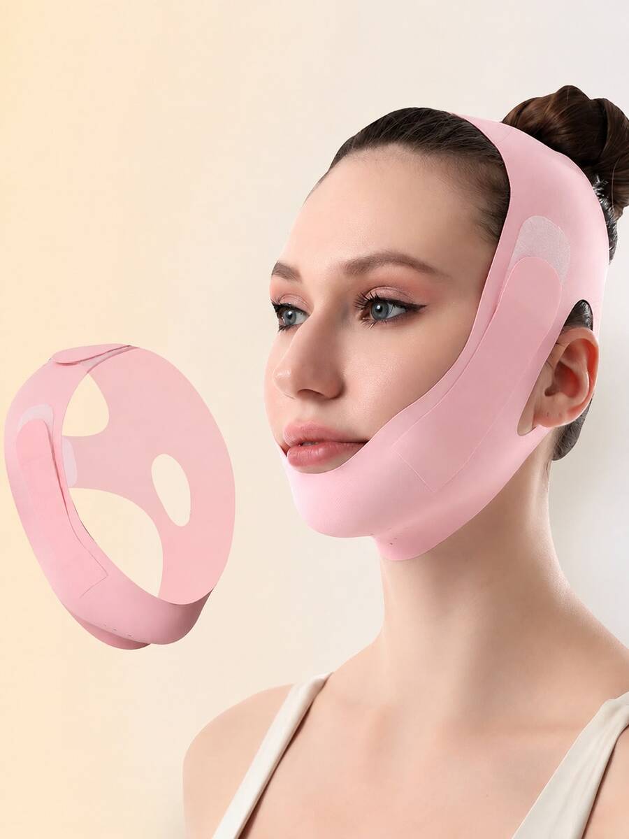 1 Women's Face Mask, V-Shape Lifting Face Mask, Face Bandage, Face Support Band, Sleep Chin Strap, Elastic Waistband, Suitable For Daily Use