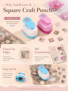 1PC Creative Stamp Pattern Portable Manual Puncher, Suitable For Scrapbooking, DIY Card Making, Photo Albums, And Paper Crafts, Paper Cutting Tool (Blue, Pink) - Single Piece - View 10