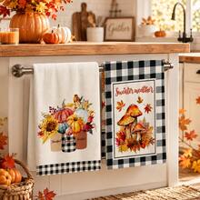 2pcs Daisy & Bee Kitchen Towels, Spring/Summer Floral Country Style Soft Microfiber Rectangular Printed Quick-Dry Hand Towels, Suitable For Kitchen Decor, Housewarming And Mother's Day Gifts, 4/6/8pcs Set - Multicolor - View 2