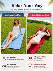 Modern Beach Mat With Inflatable Pillow, Ensures Sand-Free Body All Day, Washable And Sun-Resistant Lounge Chair Pad, Suitable For All Travelers, Foldable Sand-Proof Beach Blanket, Applicable To Sandy Areas, Grass, Pool Decks, Lakes, Cruise Ships, Essential Outdoor Inflatable Mattress - Multicolor - View 10