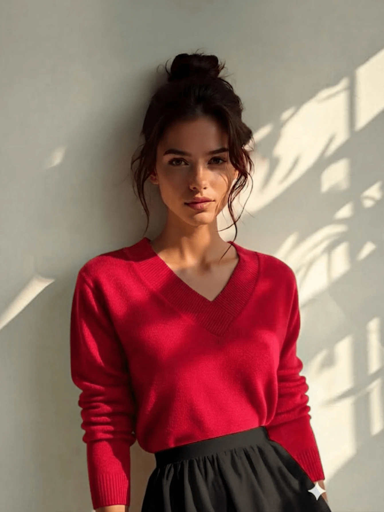 Women Sweaters - 櫻桃紅 - 查看 1