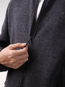 CAMEL CROWN Men's Outdoor Fleece Jacket Stand Collar Windproof Thin Fleece Keep Warm Sports Jacket Sweatshirt Lining - Phantom Black - View 6