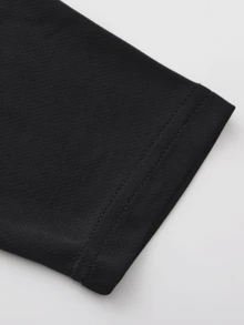 Men's Long Sleeve Polo Shirt With Buttons, Simple Print And Solid Color, Suitable For Gym, Running, Workout, Golf, Autumn/Winter Men's T-Shirt - Black - View 10