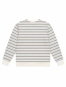 Women's Vintage Colorful Horizontal Striped Crew Neck Sweatshirt, Loose Fit Drop Shoulder Casual Pullover - White - View 3
