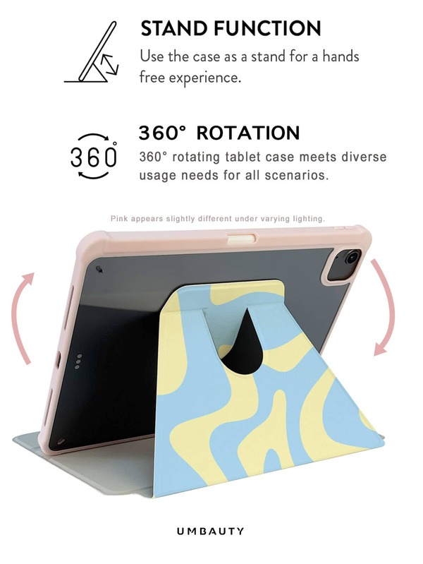 UMBAUTY 360° Rotatable Book‑Shaped Case, Asymmetrical Yellow And Blue Stripes Leather Folio Protective Cover, Ideal Holiday Gift For Valentine's Day, Easter, St.Patrick's Day, Independence Day, Back‑To‑School Season, Halloween, Thanksgiving, Christmas, New Year, Boxing Day, Compatible With IPad Mini 6/7, Air 2/3/4/5/11/13" (M2/M3 2024-2025)