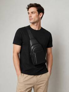 Business Casual PU Chest Bag, Multi-Pocket, Multi-Function Chest Bag, Practical For Daily Outings, Commuting, School, Back To School Season - Multicolor - View 7