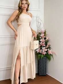Women Long Dresses - Beis - Ver 1