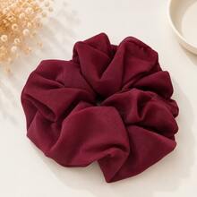 1pc Women's Solid Color Large Fabric Hair Scrunchie, Simple Versatile Updo Hair Tie, Casual Daily Ponytail Hair Rope - Black - View 22