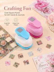 1PC Creative Stamp Pattern Portable Manual Puncher, Suitable For Scrapbooking, DIY Card Making, Photo Albums, And Paper Crafts, Paper Cutting Tool (Blue, Pink) - Single Piece - View 6
