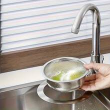 Stainless Steel Swan Strainer Basket, Hanging Kitchen Sink Drainer Rack, Dry & Wet Separation Storage Rack, Sink Filter Rack, Upgraded Mesh Swan Sink Filter Basket, Latest Sink Corner Filter Net, Faucet Hanging Filter Basket, Kitchen Garbage Filter Net - L - View 1