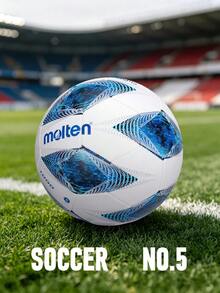 1PC, Size 5 Soccer Ball, Beautiful Colors And Exquisite Pattern Design, Suitable For Individual Training And Team Matches, Basic Style, PVC Material, Machine-Stitched Material, Soft And Comfortable Feel, Indoor And Outdoor Use, Campus Football, Back To School Sports Supplies - Blue - View 8
