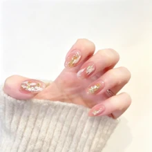 Shiny Gold Foil Flakes Nail Art Decor, Asymmetrical Metal Nail Art Stickers Gold Silver Foil Flakes Glitter, Create Luxurious Atmosphere Nail Art, Home Salon DIY Nail Art Handmade Decoration Accessories - Gold - View 6