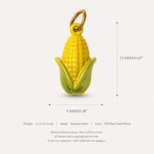 1pc Vintage Vegetable Pendant, Cute Retro Style, 18kpvd Gold Plated Stainless Steel Material, Waterproof And Fade-Resistant, Suitable For DIY Creative Necklace, Bracelet, Earring, Bag Chain, Keychain, Sweat-Resistant, Suitable For Daily Casual Wear - Multicolor - View 9