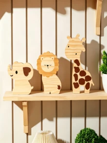 3pcs Decorative Set, Forest Animal Theme, Perfect For Jungle Theme Room Decor, Suitable For Bathroom And Bedroom Signs And Decorations - Multicolor - View 2