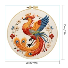 1PC 20*20cm/7.9*7.9in,Mysterious Animals And Gossip Patterns Embroidery Kit, DIY Handmade Embroidery Set For Adult Beginners, Home Gift, Women's Sewing Gift, Including User Manual, Printed Pattern Fabric, Embroidery Frame, Needle And Thread. - Mysterious Animals and Gossip Patterns - View 3