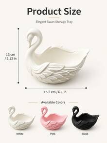 Swan Shaped Storage Tray, Suitable For Entryway Keys, Desk Decor Or Jewelry Storage (Rings, Earrings, Necklaces), Perfect For Vanity Accessory Storage Or Fashionable Bathroom Countertop Decor, Suitable For Living Room, Bedroom And Office - Multicolor - View 8