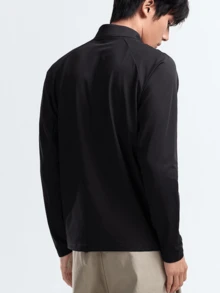 CAMEL CROWN Men's Outdoor Fleece Jacket Stand Collar Windproof Thin Fleece Keep Warm Sports Jacket Sweatshirt Lining - Phantom Black - View 2