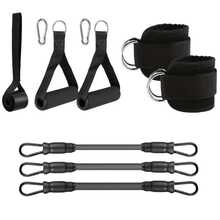 Fitness Cable Machine Attachments Kit 10Pcs , Tricep Rope, Exercise Handles, Ankle Cuffs, Door Anchor, Carabiner Clips For Gym Training - A - View 6