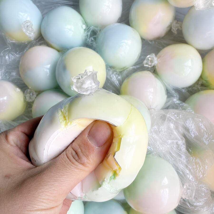 Handmade Crispy Shell Soft Ball Slow Rebound Sensory Squeeze Toy, Waxy Texture Stress Relief Ball, Soft Clay Filled Aesthetic Desktop Relaxation Toy, With Satisfying Sounds - Multicolor - View 1