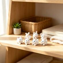 50/30/20/10/5/1pc Mini Resin Rabbit Figurines - Cute Q-Version Sitting/Lying Rabbit, Includes Sitting, Lying, Kneeling And Standing Poses, Suitable For DIY Miniature Garden, Easter Decoration, Dollhouse Scene Arrangement - Outdoor/Miniature Rabbit Statue 5-Piece Set - One Size - View 4