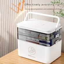3-Layer Large Capacity Transparent Minimalist Medical Medicine Storage Box, Waterproof Sealed With Compartment Design, Handle, Home Desktop Bathroom Countertop First Aid Medicine Box, Multi-Functional Multi-Layer Portable Handheld First Aid Bag, Family Medical Storage Box, Outdoor Travel Emergency Medicine Organizer, Nurse Car Storage Tool, With Lid Moisture-Proof Lock Compartment Tool Box, Camping Business Trip School Dormitory Home Backup Medicine Box, Plastic Multi-Functional Large Size Organizer Box, Dust-Proof Storage Box - Multicolor - View 8