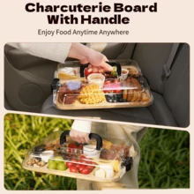 1Pc Bamboo Cheese Tray/Dessert Tray/Fruit Plate With Transparent Lid - View 6