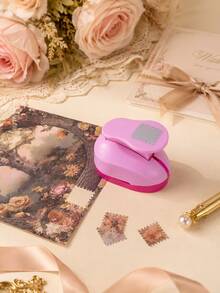 1PC Creative Stamp Pattern Portable Manual Puncher, Suitable For Scrapbooking, DIY Card Making, Photo Albums, And Paper Crafts, Paper Cutting Tool (Blue, Pink) - Single Piece - View 9