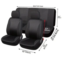 REMAX 4pcs/6pcs Plaid Faux Leather Car Seat Covers, Universal Airbag Compatible Car Accessories - 9112 - View 3
