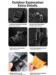 CAMEL CROWN Foldable Large Capacity Travel Bag Backpack Short Distance Travel Fitness Storage Bag - Phantom Black - View 4