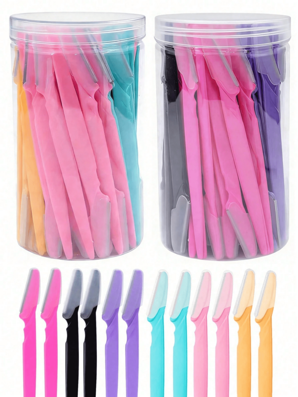 30 Peças Conjunto de Rosa Claro & Barbeador, Aparador de Sobrancelha, Ferramentas de Esfoliação & Cuidados, Aparador de Remoção de Pelos Corporais, Kit de Modelagem de Sobrancelha Feminino com Lâminas de Cabo Longo e Protetores de Precisão, Adequado para Casa ou Viagem
