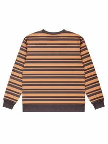 1pc Women's Vintage Striped Drop Shoulder Loose Pullover Sweatshirt, Casual Comfortable Y2K Grunge Style Top, Suitable For Autumn Back To School Daily Wear - Black - View 3