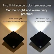 1/3pcs Battery Powered LED Stingray Shaped Wall Light, Warm/White Dual Color Self-Adhesive Wall Lamp, 3 Modes, Auto-Sensing Night Light, Bedside Socket Light, Suitable For Hallway And Bathroom, Home Wall Lighting Decor, Halloween Gift - Multicolor - View 6