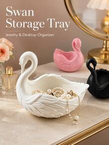 Swan Shaped Storage Tray, Suitable For Entryway Keys, Desk Decor Or Jewelry Storage (Rings, Earrings, Necklaces), Perfect For Vanity Accessory Storage Or Fashionable Bathroom Countertop Decor, Suitable For Living Room, Bedroom And Office - Multicolor - View 2