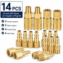 14-Piece Brass Air Coupler And Plug Kit, 1/4-Inch NPT Fittings - 14 PCS - View 1