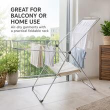 X-Style Clothes Drying Rack With Multi-Layer Hanging Bars And Bottom Storage Shelf, Collapsible For Compact Storage, Fit Balcony Courtyard Indoor Outdoor Daily Laundry Use - A - View 4